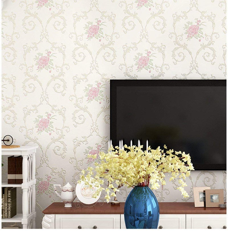GLOW4U Non-Woven Decorative Flower Contact Paper Self Adhesive Luxury Embossed Floral Peel and Stick Wallpaper for Wall Living Room Bedroom Crafts Wall Decor 20.83 Inches by 9.8 Feet - Image 5